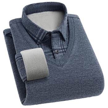 Luo meng sheep wool business plus velvet fake two-piece sweater Luo meng sheep wool business plus velvet fake two-piece sweater