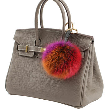 Fox fur ball pendant bag accessories jewelry keychain