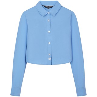 【赵露思同款】TeenieWeenie小熊秋季蓝色通勤衬衫高智感长袖衬衣