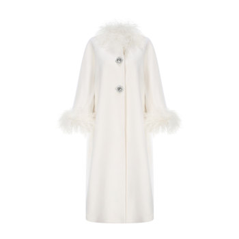 【明星同款】NanaJacqueline毛毛斗篷羊毛大衣女毛呢外套圣诞穿搭