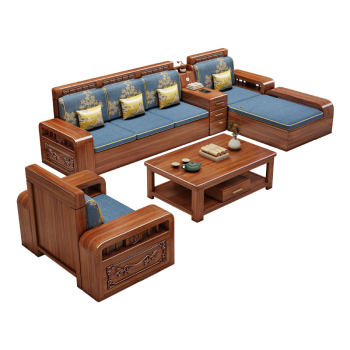 Jinmusen walnut storage carved solid wood sofa Jinmusen walnut storage carved solid wood sofa