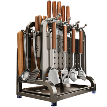 Stainless steel kitchen knife stand storage rack wall-mounted new multi-function cutting board knife tool chopstick cage integrated storage rack