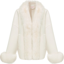 EP YAYING Yaying Womens Oriental Simple Luxury Style Fur Collar Wool Jacket 2024 Winter New Style 1511A