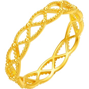 Saturday blessing 5g gold ring women's pure gold price hollow bead edge braided ring wall ring hand ornament holiday gift