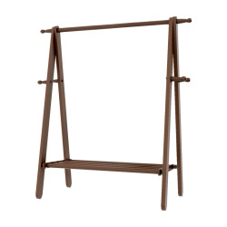 All-Beech Wood Floor-Standing Coat Rack, Black Walnut Solid Wood Clothes Rack for Home Use, Bedroom Storage Rack for Clothes That Have Been Taken Off