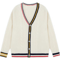 erdosKIDS Ordos childrens clothing boys and girls V-neck cable cashmere knitted cardigan