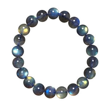 Gray Moonstone Single Circle Women's Natural Labradorite Bracelet 8-9MM Blue Moonlight Crystal Jewelry