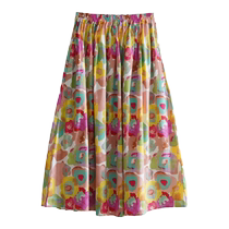 Hong Kong trendy brand 2024 new fashion tie-dye printed skirt casual and versatile mid-length skirt for women gentle hip-hugging skirt