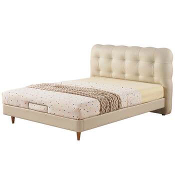 Gujia Home Cream Style Bubble Bed Leather Bed 1.35m Small Size Secondary Bedroom Single Bed Girls Bed 8171