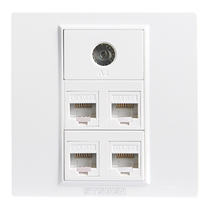 Type 86 concealed 4-port Gigabit network with TV panel cable TV four-digit Category 6 network cable computer socket