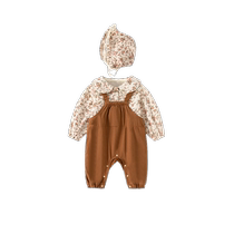 Baby autumn clothes newborn baby girls jumpsuit stylish one-piece suit for full moon 100-day outing spring and autumn clothes