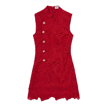 (New Year Capsule) self-portrait 2024 early spring burgundy lace sleeveless new Chinese style cheongsam