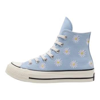 Converse ປີ 1970s ປັກແສ່ວຂະຫນາດນ້ອຍ daisy ຜູ້ຊາຍແລະແມ່ຍິງກິລາຊັ້ນສູງແລະເກີບບາດເຈັບແລະເກີບ canvas a16763c