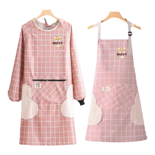 防水防油围裙女厨房做饭专用长袖罩衣可擦手家用防污大人工作服秋