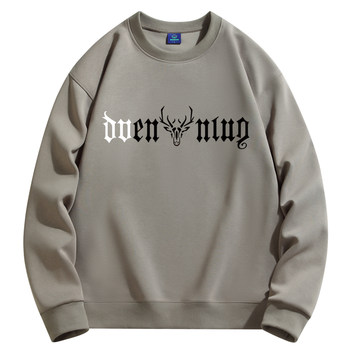 25 autumn and winter men's sweaters, loose round neck, velvet, thickened, warm, heavyweight, long sleeves, large size youth bottoming shirts