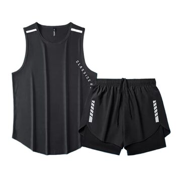 Men's swimsuit vest suit teenager adult ice silk summer swimming equipment anti-awkward shorts swimming glasses swimming cap