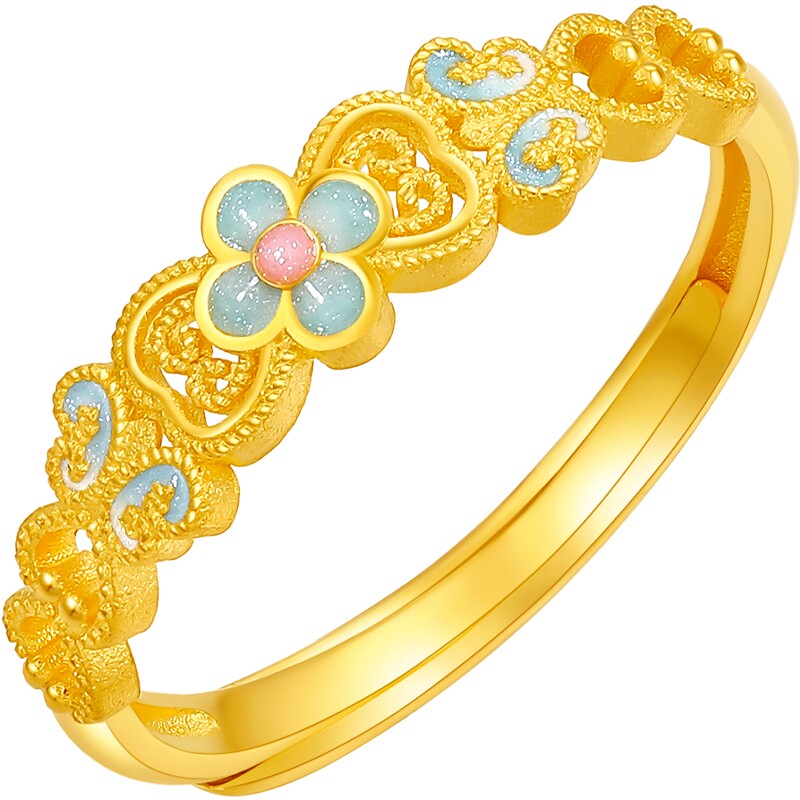 Saturday Blessing Gold Priced 5G Pure Gold Ring Good Luck and Good Luck Gui Die Zhi Xi Girl Quit Smoking Rain Jiangnan Festival Gift