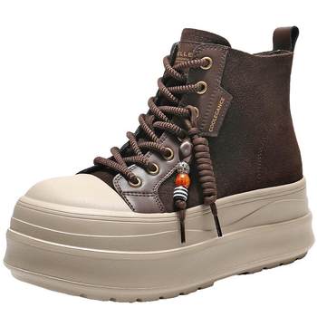 Belle women's shoes high-top casual sneakers 2025 winter new thick-soled casual sneakers b3011dd5