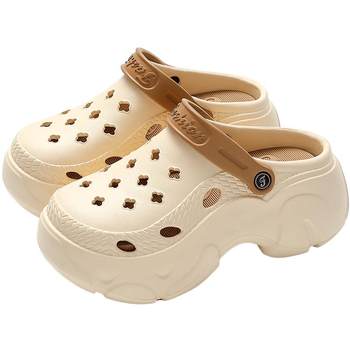 Thick-soled Croc Shoes Women's Summer Outerwear 2024 ແບບໃຫມ່ Baotou Half-Nurse Sandals Anti-Slip