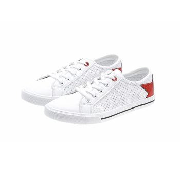 Mowa Trendy White Sneakers for Women, Summer Breathable Versatile Student Casual Shoes, Soft Sole Red and Green Lightweight Sneakers