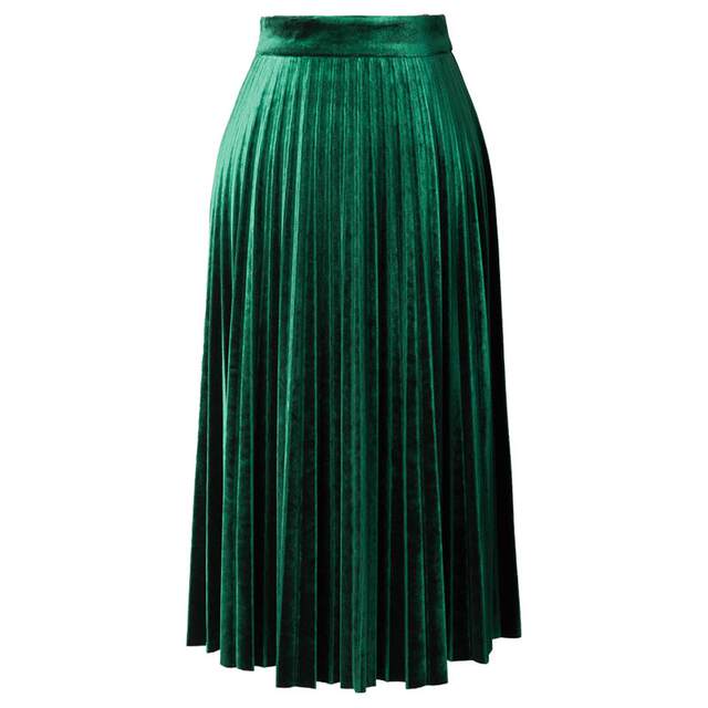 Yanyu retro simple pleated skirt velvet skirt