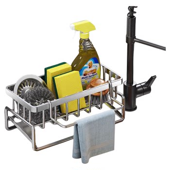 304 stainless steel faucet storage rack kitchen supplies pool sink storage dishwashing sponge rag drain rack