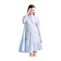Dantino maternity dress summer lapel fashionable casual maternity wear mid-length age-reducing summer shirt skirt