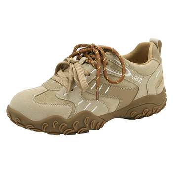 Ubz waterproof thick-soled moral training shoes for women 2025 new autumn retro casual sports versatile brown forrest sneakers