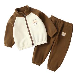 儿童摇粒绒套装宝宝保暖衣套装婴儿秋冬长袖外套新生婴儿加绒加厚