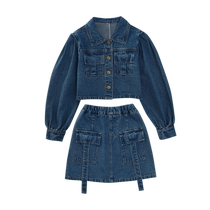 Девушка Denim Dress Платье Платье Весна 2024 Новый Океанский Газ Детская Модная Весна Осень Костюмы Женские Весенние Платья