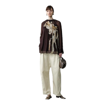 (Artist Inspiration) Marsfield 2024 New Arrival Artistic Silhouette Pattern Neck Raw Edge Chiffon Top