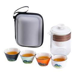 Glass quick cup travel tea set portable personal travel bag outdoor kung fu tea cup teapot