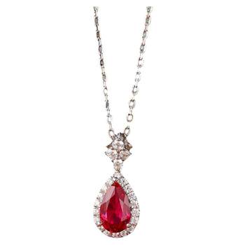Women's 925 silver cultured ruby necklace