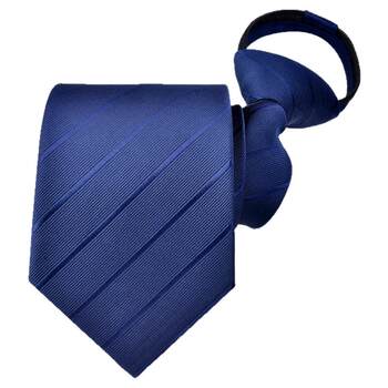 Business style knot-free blue and red zipper tie