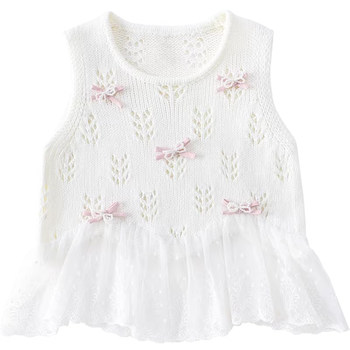 Hollow knitted layered vest