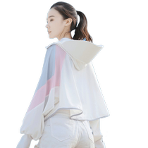 upf50 ice silk color matching fashionable sun protection clothing for women in summer with brim to cover face anti-UV shawl sun protection clothing thin