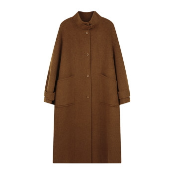 【新品限时9折】solighter 100%羊毛长款立领牛角扣呢大衣女秋冬