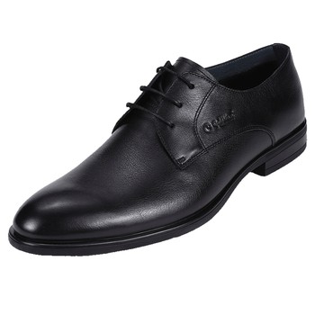 Goldlion men's business black genuine leather pointed toe leather shoes