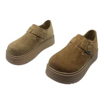 2025 withdrawn from the cabinet and broken code autumn new thick-soled deep-mouth low-top birkenstock shoes suede round-toe comfortable women's shoes