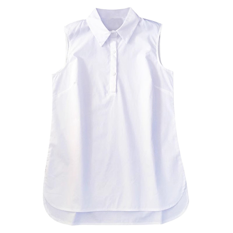 春秋上衣内搭叠穿打底衬衫文艺女装棉背心翻领大码白色衬衣打底衫