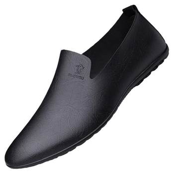Woodpecker Leather Shoes Men's Genuine Soft Leather Summer Breathable Single Layer Casual Shoes Men's Soft Sole Lightweight Slip-on Lazy Shoes