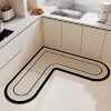 L-shaped kitchen floor mats are non-slip, oil-proof, wipeable and wash-free door special waterproof foot mats, diatom mud absorbent carpets