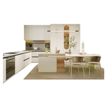 Haolaike cream style kitchen integrated cabinets custom-made moisture-proof and mildew-proof kitchen cabinets sideboards quartz stone countertops