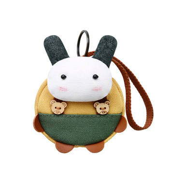 Duoxi Rabbit Key Coin Purse Three Color Patch Korean Cartoon Cute Canvas Key Coin Bag Small Coin Purse Bag