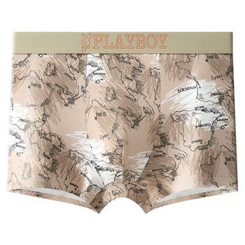 Playboy ຜູ້ຊາຍ underwear ຜູ້ຊາຍຝ້າຍບໍລິສຸດ antibacterial breathable boxer briefs ຜ້າໄຫມພິມອອກ boxer ສັ້ນຜູ້ຊາຍສູງ.