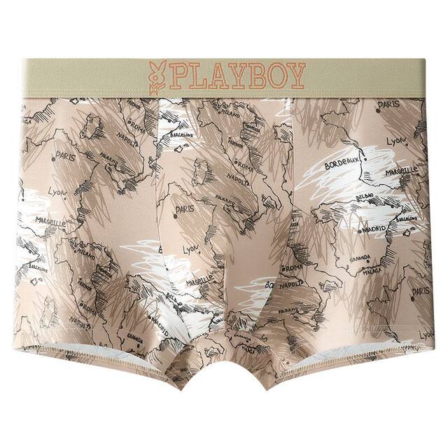 Playboy ຜູ້ຊາຍ underwear ຜູ້ຊາຍຝ້າຍບໍລິສຸດ antibacterial breathable boxer briefs ຜ້າໄຫມພິມອອກ boxer ສັ້ນຜູ້ຊາຍສູງ.