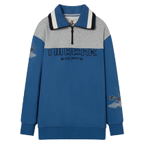 TeenieWeenie bear design contrasting lapel sweatshirt fashionable loose casual national style top womens trendy