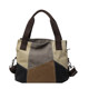 Contrast color large capacity canvas shoulder bag for women