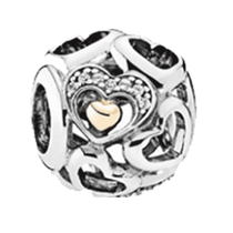 (Self-operated) Pandora Pandora light luxury romantic heart 925 silver gold-plated charm 792108CZ gift