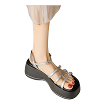 Daphne Silver Sandals Womens 2024 New Summer Outerwear Beautiful Matching Skirt Thick Sole Heightening Roman Beach Shoes